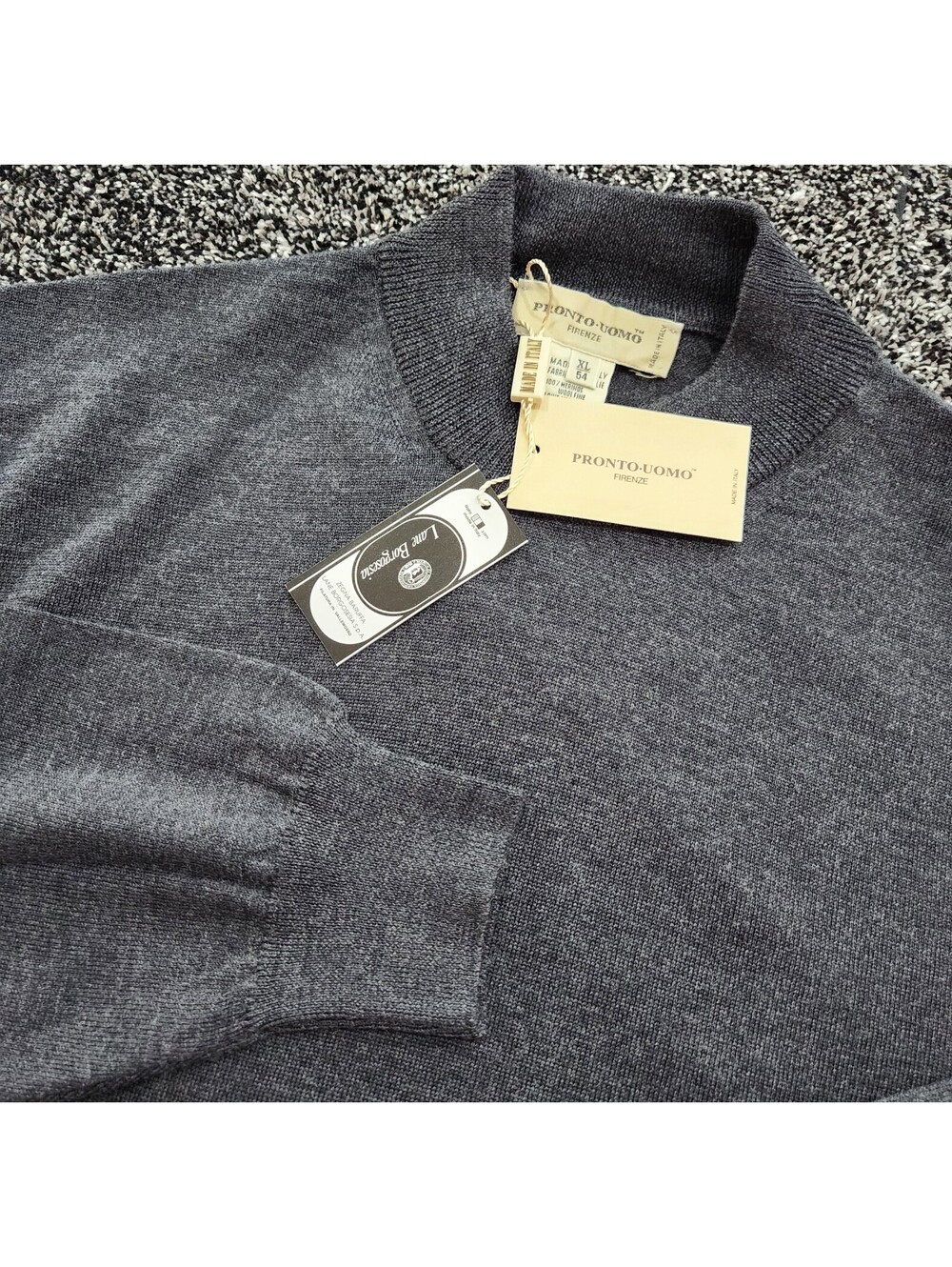 New Pronto Uomo Men's Sweater 100% Merino Extra Fine Wool Size XL made in Italy